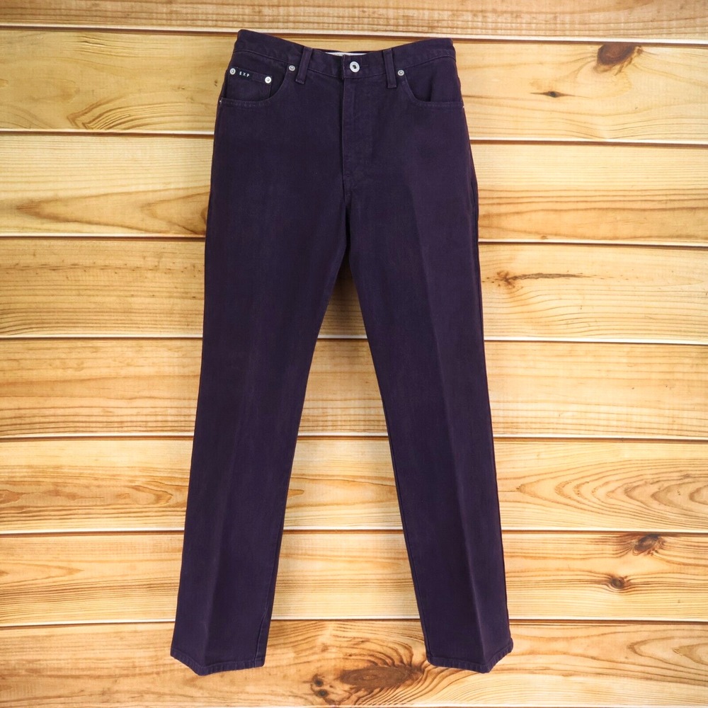 Express Bootcut Jeans Womens‎ Size 7/8 Maroon 100% Cotton Mid Rise Dark Wash